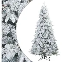 vidaXL Kunstkerstboom met Scharnier en Sneeuw Vilt Wit 240 cm