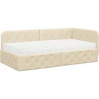 vidaXL Hoek Bed Frame Crème 100 x 200 cm Stof