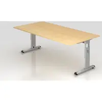 Hjh OFFICE PRO MEGA 2E S - 200 x 100 Esdoorn/Zilver Tafelhoogte I In hoogte verstelbaar