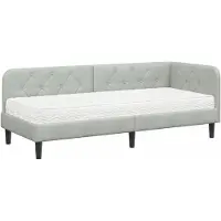 vidaXL Hoek Bed Frame Lichtgrijs 80 x 200 cm Fluweel