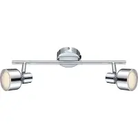 Globo Lighting Plafondlamp Spotlamp Woonkamerlamp Ganglamp, 2 vlammen Spots beweegbaar, helder chroom, 2x LED 4W 250Lm warm wit, LxBxH 38x8x16cm