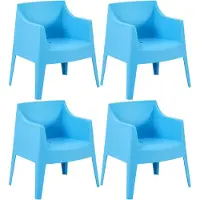 CLP Bartal tuinstoelen set van 4 - stapelbaar - polypropyleen - weer- & UV-bestendig - 150 kg belastbaar - met afwateringsgaten - blauw
