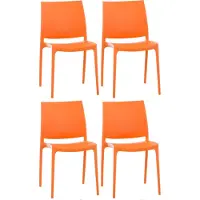 CLP Maya Set van 4 stoelen - Weerbestendige stapelstoelen - een draagvermogen tot 130 kg - oranje