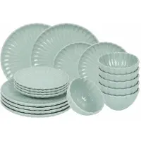Cookinglife Serviesset Cardida Groen 18-delig / 6 personen - 6 dinerborden, 6 ontbijtborden en 6 kommen
