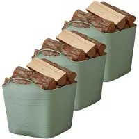 Excellent houseware flexibele kuip / emmer - 3x - groen - 25 l - kunststof - 40 x 35 cm - met handvatten