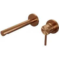 Brauer Copper Edition Inbouw Wastafelmengkraan met Rechte Uitloop en Rozetten Model A1 Koper Geborsteld PVD