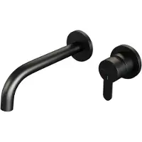 Brauer Black Edition Inbouw Wastafelmengkraan met Gebogen Uitloop en Rozetten Model D1 Mat Zwart