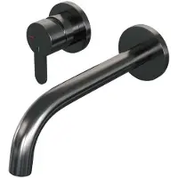 Brauer Gunmetal Edition Inbouw Wastafelmengkraan met Gebogen Uitloop en Rozetten Model D2 Gunmetal Geborsteld PVD