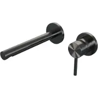 Brauer Gunmetal Edition Inbouw Wastafelmengkraan met Rechte Uitloop en Rozetten Model A1 Gunmetal Geborsteld PVD