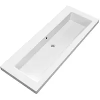 Brauer Solar Medium Wastafel - 120 cm - met 1 Spoelbak en 0 Kraangaten - Mineraalmarmer Mat Wit