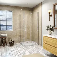 AICA hedendaags Rechthoek douchecabine 76x80x185cm dubbele vouwdeuren hoek instap - 6mm veiligheidsglas nano coating - helder chroom incl. douchebak