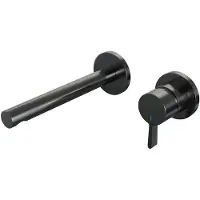 Brauer Gunmetal Edition Inbouw Wastafelmengkraan met Rechte Uitloop en Rozetten Model E1 Gunmetal Geborsteld PVD