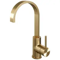Brauer Gold Edition Hoge Opbouw Wastafelmengkraan met Draaibare Platte Uitloop Model A Goud Geborsteld PVD