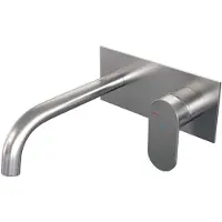 Brauer Brushed Edition Inbouw Wastafelmengkraan met Gebogen Uitloop en Afdekplaat Model C1 RVS Geborsteld PVD
