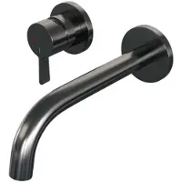 Brauer Gunmetal Edition Inbouw Wastafelmengkraan met Gebogen Uitloop en Rozetten Model E2 Gunmetal Geborsteld PVD