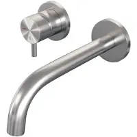 Brauer Brushed Edition Inbouw Wastafelmengkraan met Gebogen Uitloop en Rozetten Model B2 RVS Geborsteld PVD