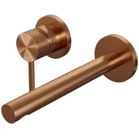 Brauer Copper Carving Inbouw Wastafelmengkraan met Rechte Uitloop en Rozetten Model A2 Koper Geborsteld PVD