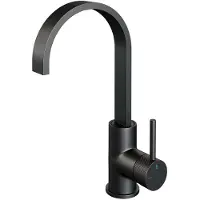Brauer Black Carving Hoge Opbouw Wastafelmengkraan met Draaibare Platte Uitloop Model A Mat Zwart