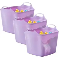 Excellent houseware flexibele kuip / emmer - 3x - lila - 25 l - kunststof - 40 x 35 cm - met handvatten
