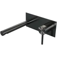 Brauer Gunmetal Edition Inbouw Wastafelmengkraan met Rechte Uitloop en Afdekplaat Model A1 Gunmetal Geborsteld PVD
