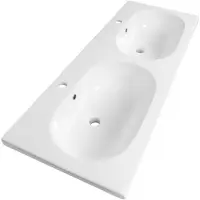Brauer Moon Wastafel - 120 cm - met 2 Spoelbakken en 2 Kraangaten - Keramiek Hoogglans Wit