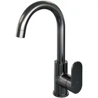 Brauer Gunmetal Edition Hoge Opbouw Wastafelmengkraan met Draaibare Ronde Uitloop Model C Gunmetal Geborsteld PVD