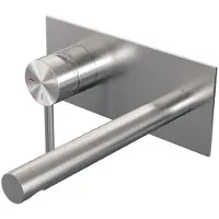Brauer Brushed Edition Inbouw Wastafelmengkraan met Rechte Uitloop en Afdekplaat Model A2 RVS Geborsteld PVD