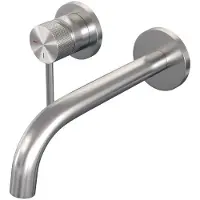 Brauer Brushed Carving Inbouw Wastafelmengkraan met Gebogen Uitloop en Rozetten Model A2 RVS Geborsteld PVD