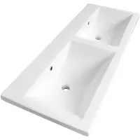 Brauer Halo Wastafel - 120 cm - met 2 Spoelbakken en 0 Kraangaten - Keramiek Hoogglans Wit