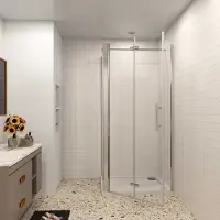 AICA hedendaags 110x70x185cm Douchecabine vouwdeur en vaste zijwand - 6 mm NANO EasyClean veiligheidsglas 70-120cm Stabilisatiestang incl. douchebak