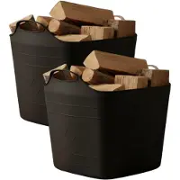 Excellent houseware flexibele kuip / emmer - 2x - zwart - 25 l - kunststof - 40 x 35 cm - met handvatten