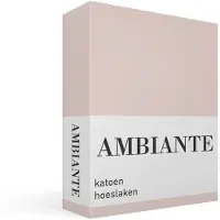 Ambiante Cotton Uni hoeslaken - Lits-jumeaux - Light Pink