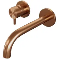 Brauer Copper Edition Inbouw Wastafelmengkraan met Gebogen Uitloop en Rozetten Model B2 Koper Geborsteld PVD