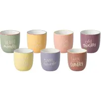 Excellent houseware mokken set Days - 7x - kleurenmix - 220 ml - kopjes - weekdagen - kantoormok - tas