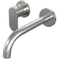Brauer Brushed Edition Inbouw Wastafelmengkraan met Gebogen Uitloop en Rozetten Model C2 RVS Geborsteld PVD