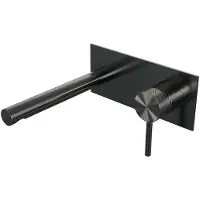 Brauer Gunmetal Carving Inbouw Wastafelmengkraan met Rechte Uitloop en Afdekplaat Model A1 Gunmetal Geborsteld PVD