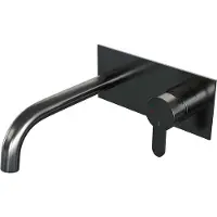 Brauer Gunmetal Edition Inbouw Wastafelmengkraan met Gebogen Uitloop en Afdekplaat Model D1 Gunmetal Geborsteld PVD