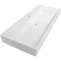 Brauer Lunar Wastafel - 100 cm - met 1 Spoelbak en 1 Kraangat - Keramiek Hoogglans Wit