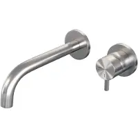 Brauer Brushed Edition Inbouw Wastafelmengkraan met Gebogen Uitloop en Rozetten Model B1 RVS Geborsteld PVD