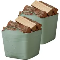 Excellent houseware flexibele kuip / emmer - 2x - groen - 25 l - kunststof - 40 x 35 cm - met handvatten
