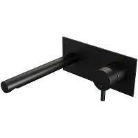 Brauer Black Edition Inbouw Wastafelmengkraan met Rechte Uitloop en Afdekplaat Model B1 Mat Zwart