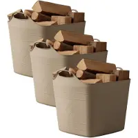 Excellent houseware flexibele kuip / emmer - 3x - beige - 25 l - kunststof - 40 x 35 cm - met handvatten