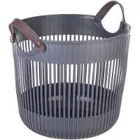 Kadax grote opbergmand 45 x 38 cm, organizer voor wasgoed, speelgoed, dekens, speelgoedmand met handvatten, wasmand, plastic dekenmand (antraciet)