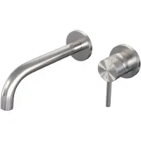 Brauer Brushed Carving Inbouw Wastafelmengkraan met Gebogen Uitloop en Rozetten Model A1 RVS Geborsteld PVD