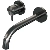 Brauer Gunmetal Edition Inbouw Wastafelmengkraan met Gebogen Uitloop en Rozetten Model B2 Gunmetal Geborsteld PVD