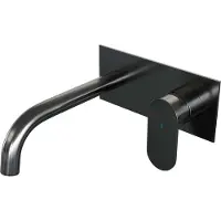 Brauer Gunmetal Edition Inbouw Wastafelmengkraan met Gebogen Uitloop en Afdekplaat Model C1 Gunmetal Geborsteld PVD