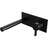 Brauer Black Edition Inbouw Wastafelmengkraan met Rechte Uitloop en Afdekplaat Model E1 Mat Zwart
