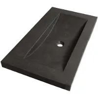 Brauer Magma Wastafel - 80 cm - met 1 Spoelbak en 0 Kraangaten - Natuursteen Basalt Antraciet