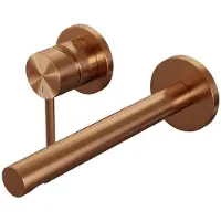 Brauer Copper Edition Inbouw Wastafelmengkraan met Rechte Uitloop en Rozetten Model A2 Koper Geborsteld PVD