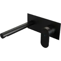 Brauer Black Edition Inbouw Wastafelmengkraan met Rechte Uitloop en Afdekplaat Model C1 Mat Zwart